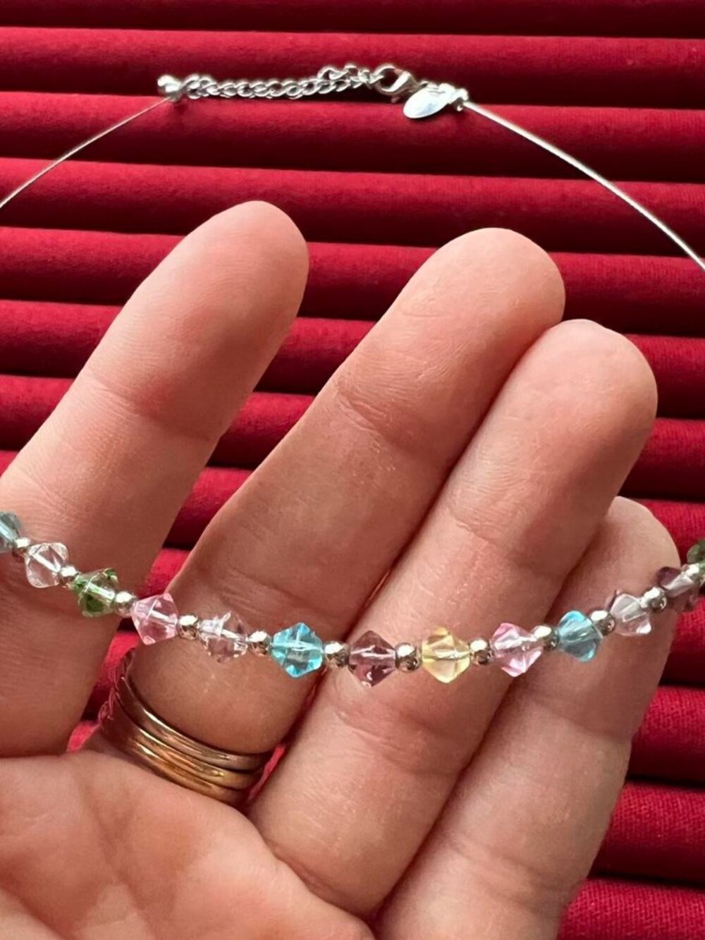 Lia Sophia Multicolored Beaded Silver Tone Necklace